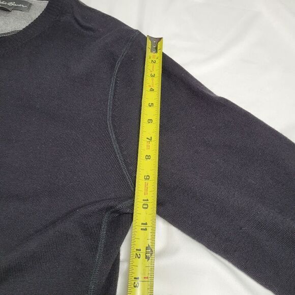 L EDDIE BAUER VNECK BLACK SOFT COTTON MENS GOLF SWEATER large - Picture 4 of 12